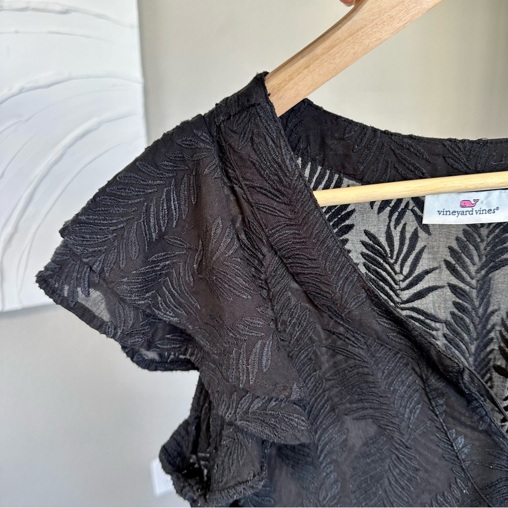 Vineyard Vines Embroidered Palm Tunic Dress Black coverup - Picture 12 of 15